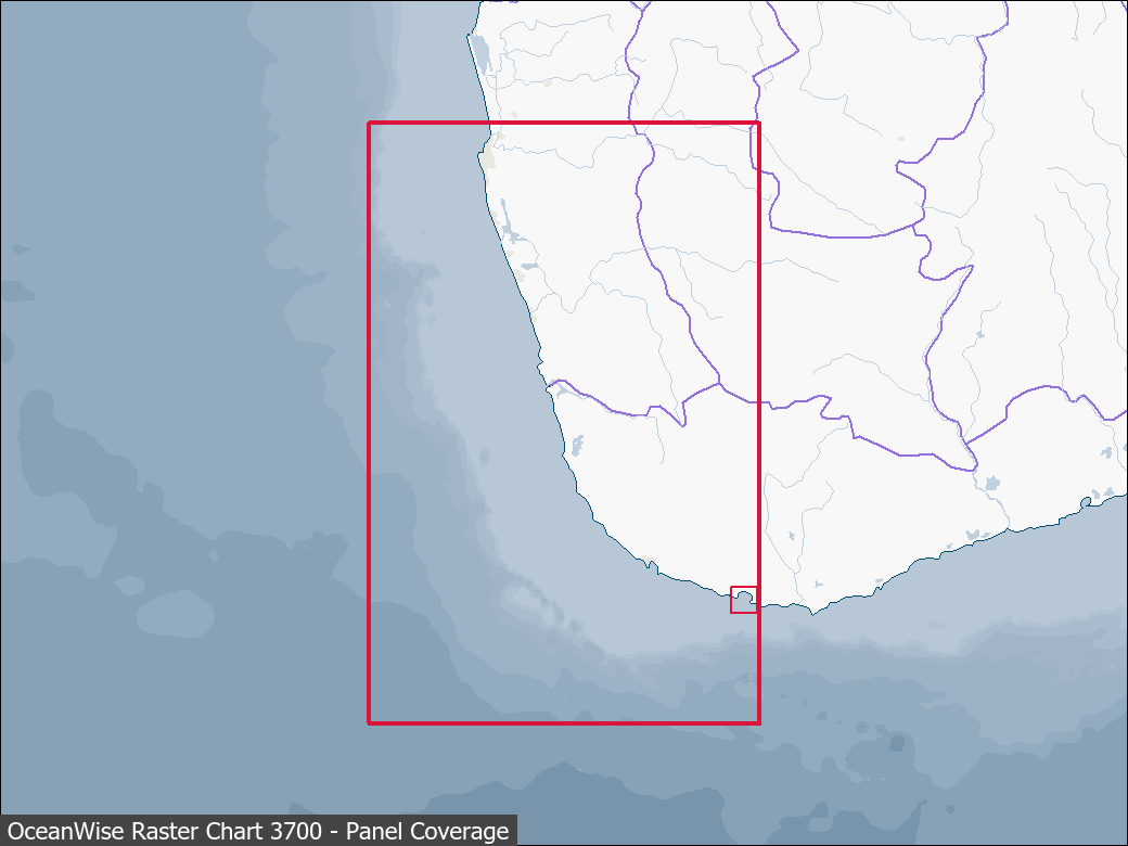 Panel coverage map for UKHO Raster Chart 3700