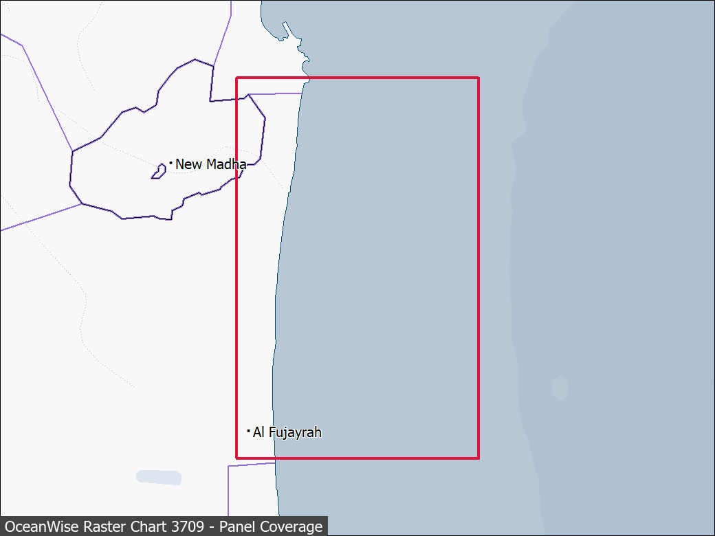 Panel coverage map for UKHO Raster Chart 3709