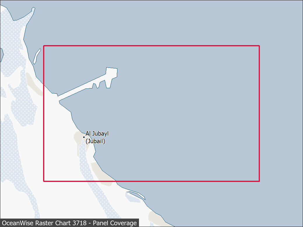 Panel coverage map for UKHO Raster Chart 3718