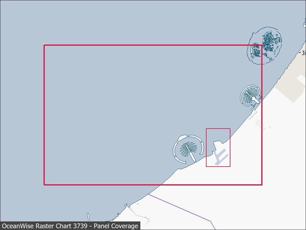 Panel coverage map for UKHO Raster Chart 3739