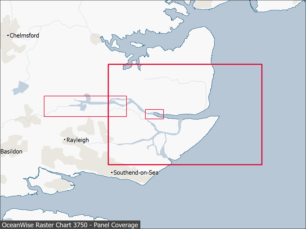 Panel coverage map for UKHO Raster Chart 3750