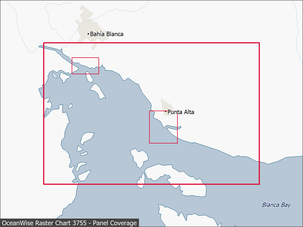 Panel coverage map for UKHO Raster Chart 3755