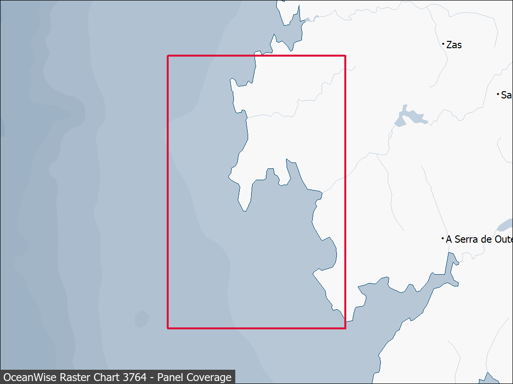 Panel coverage map for UKHO Raster Chart 3764