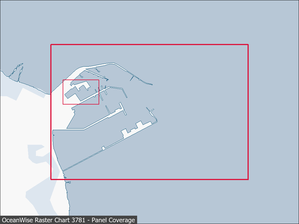 Panel coverage map for UKHO Raster Chart 3781