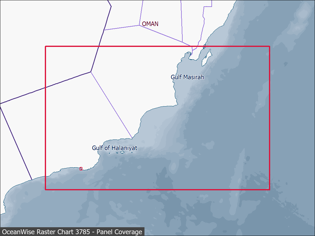 Panel coverage map for UKHO Raster Chart 3785