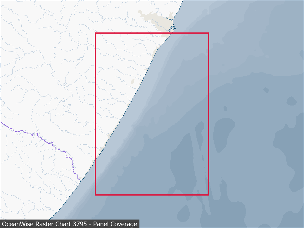 Panel coverage map for UKHO Raster Chart 3795