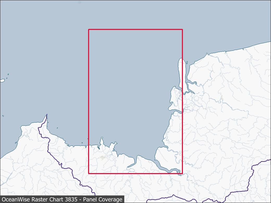 Panel coverage map for UKHO Raster Chart 3835