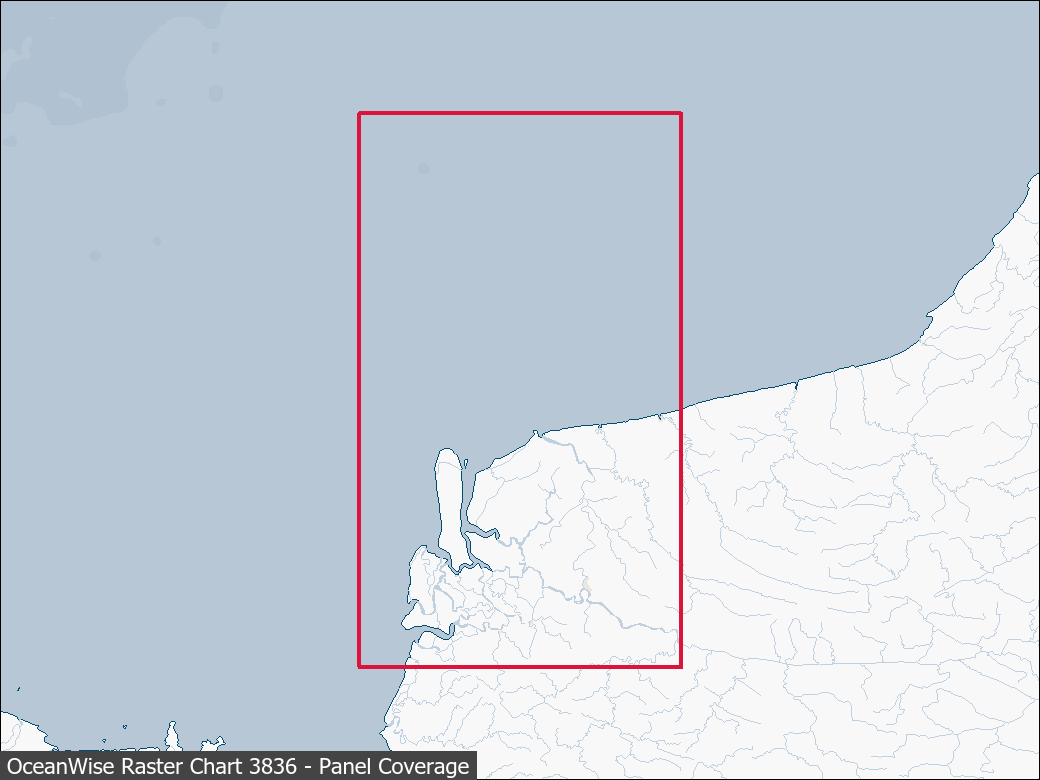 Panel coverage map for UKHO Raster Chart 3836