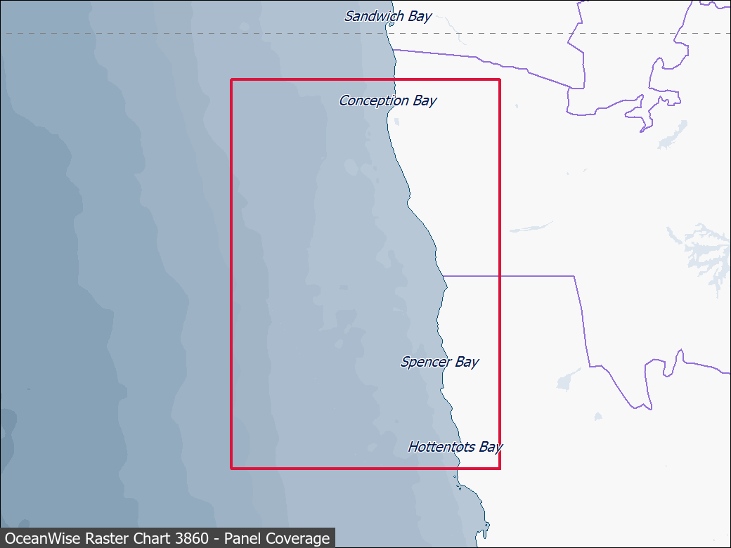 Panel coverage map for UKHO Raster Chart 3860