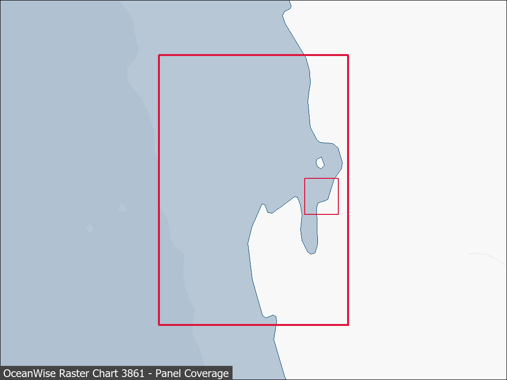 Panel coverage map for UKHO Raster Chart 3861