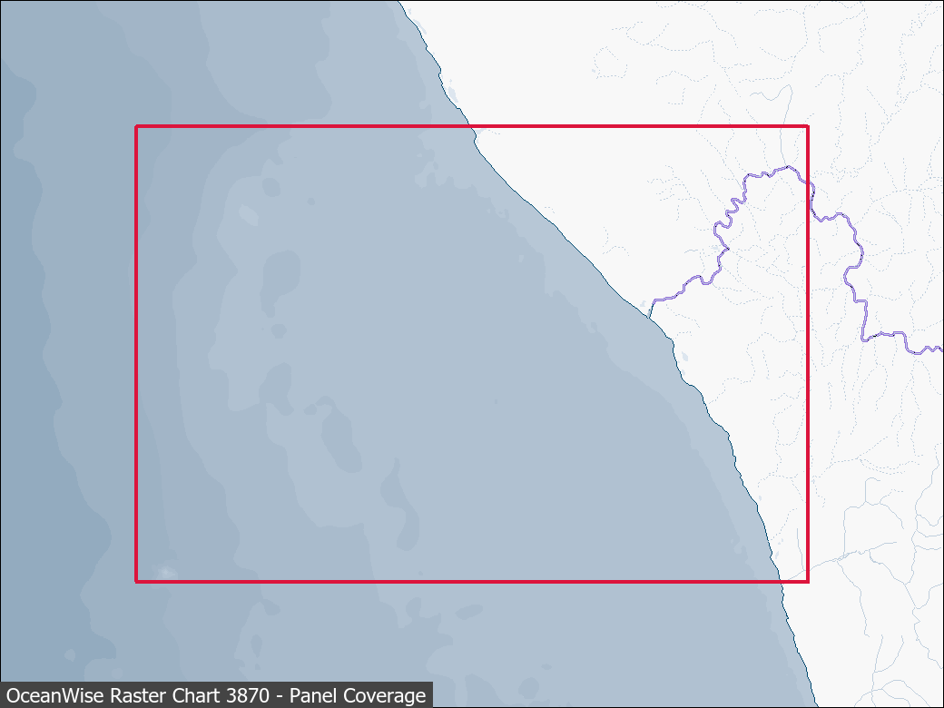 Panel coverage map for UKHO Raster Chart 3870