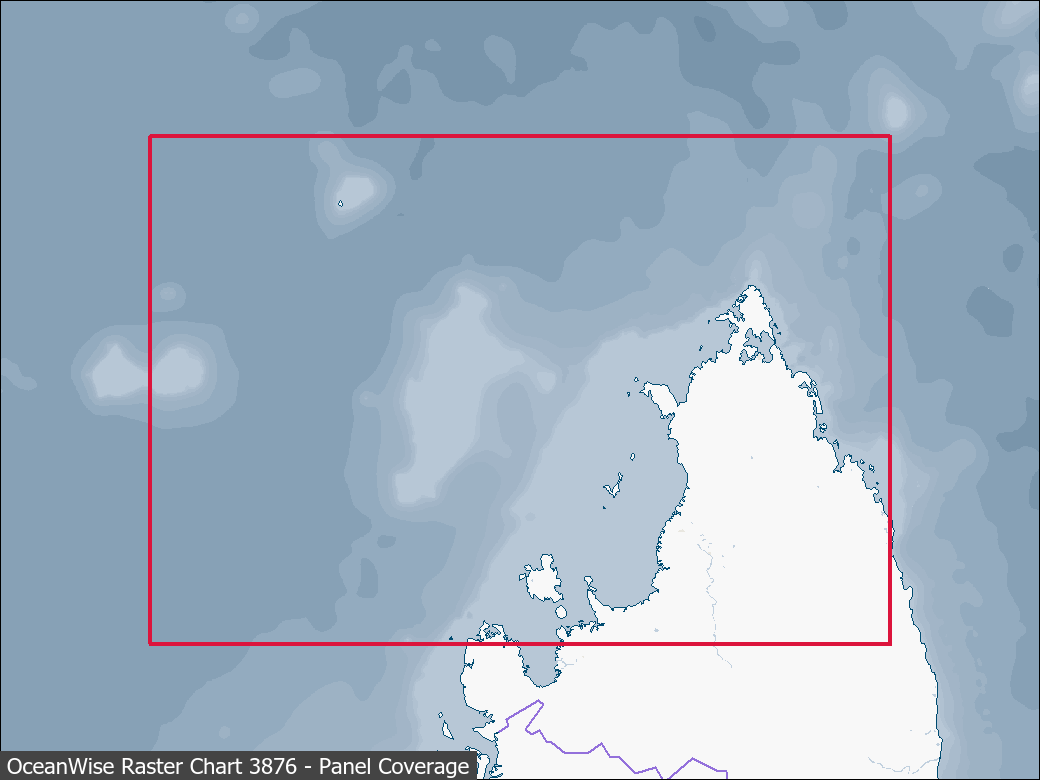 Panel coverage map for UKHO Raster Chart 3876