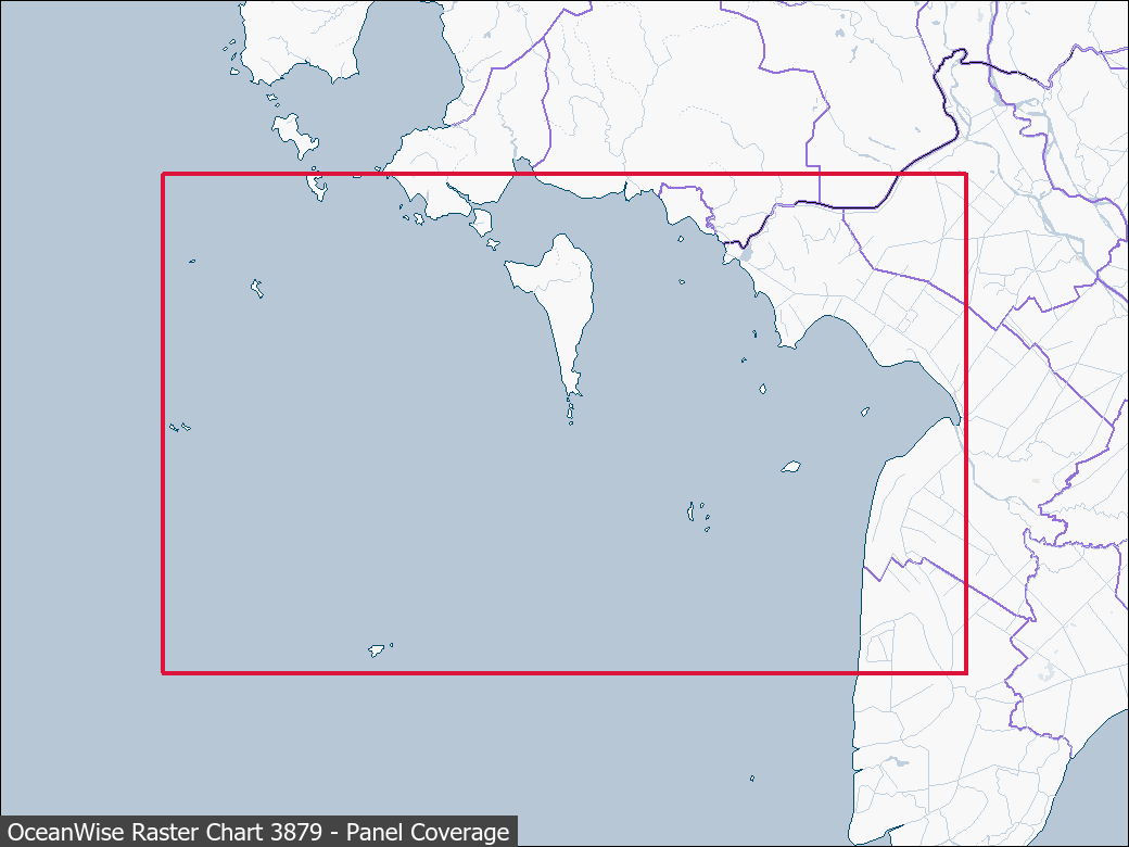 Panel coverage map for UKHO Raster Chart 3879