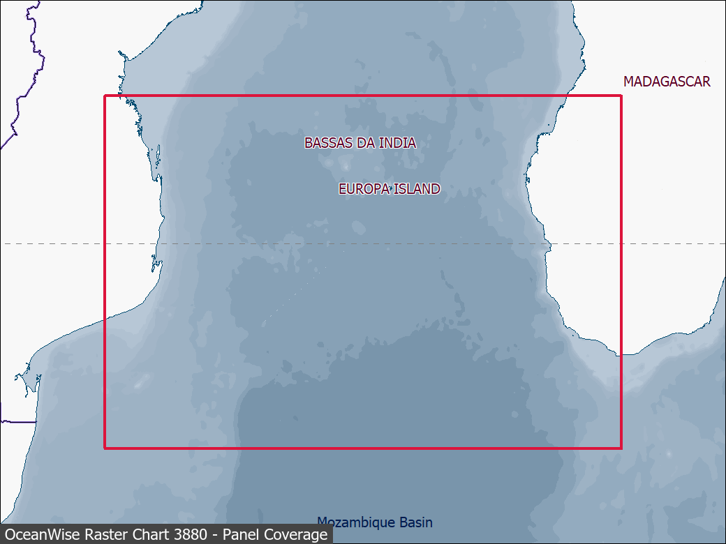 Panel coverage map for UKHO Raster Chart 3880