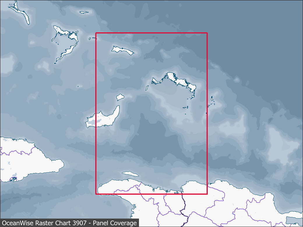 Panel coverage map for UKHO Raster Chart 3907