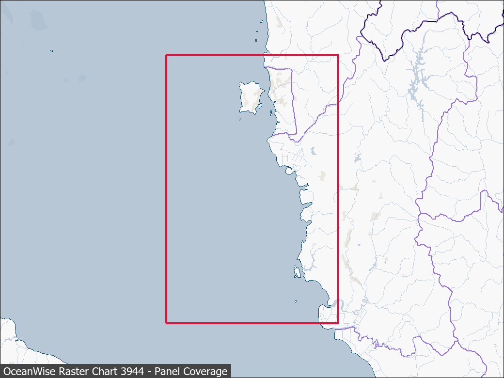 Panel coverage map for UKHO Raster Chart 3944