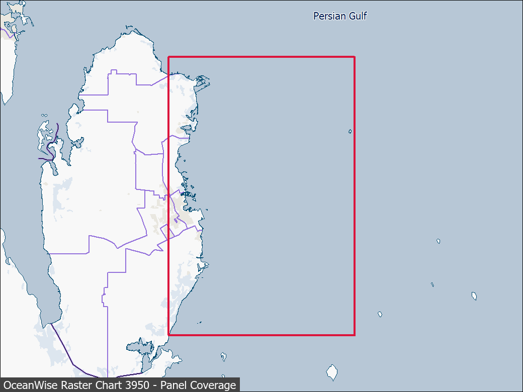 Panel coverage map for UKHO Raster Chart 3950