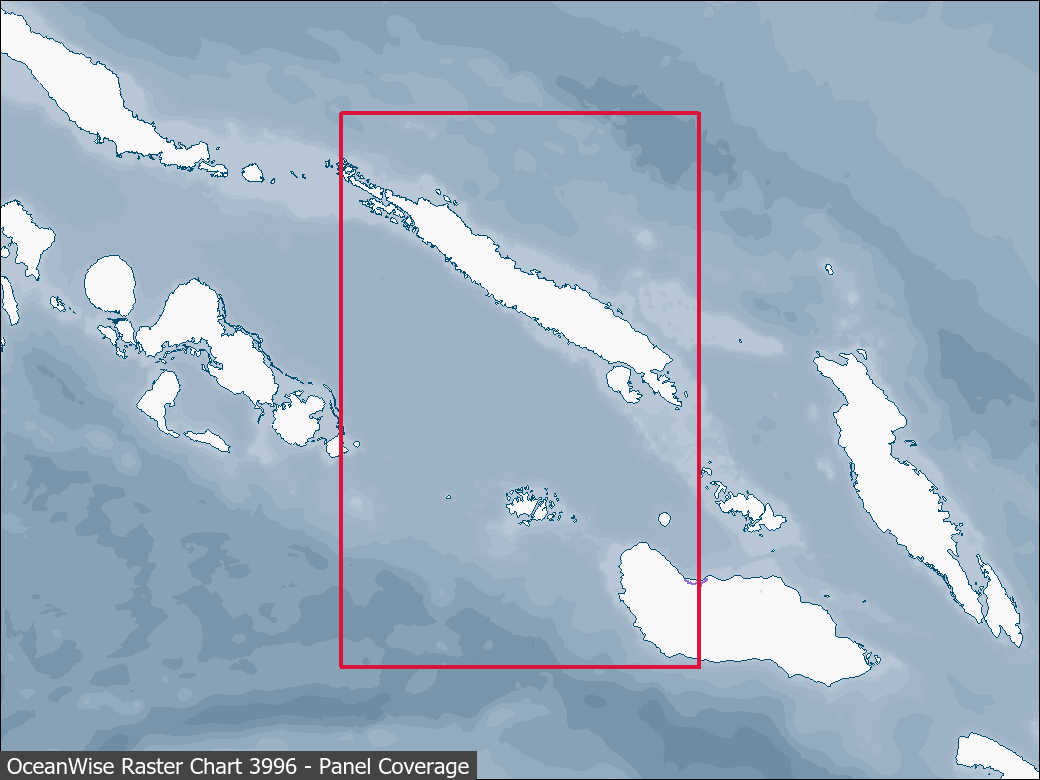 Panel coverage map for UKHO Raster Chart 3996