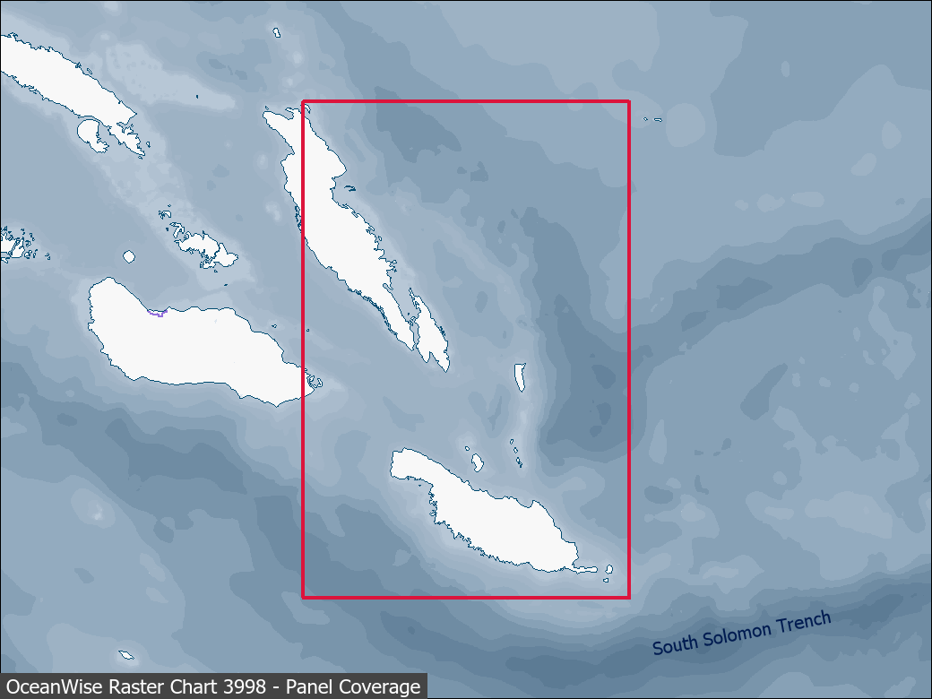 Panel coverage map for UKHO Raster Chart 3998