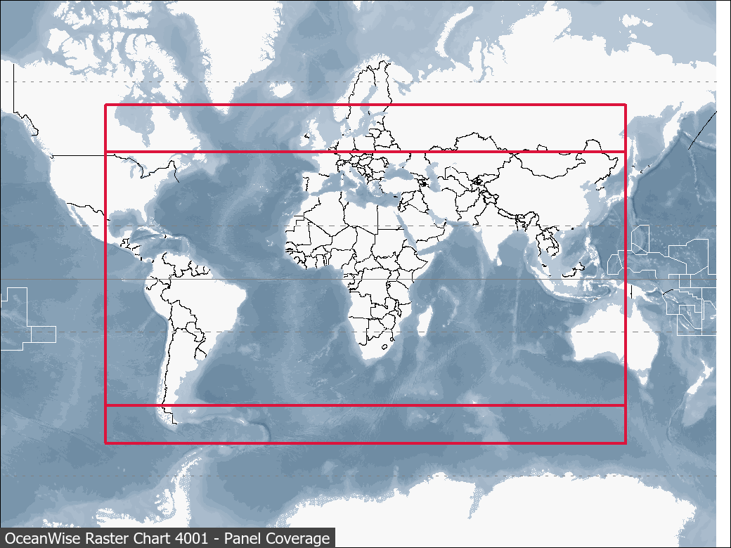 Panel coverage map for UKHO Raster Chart 4001