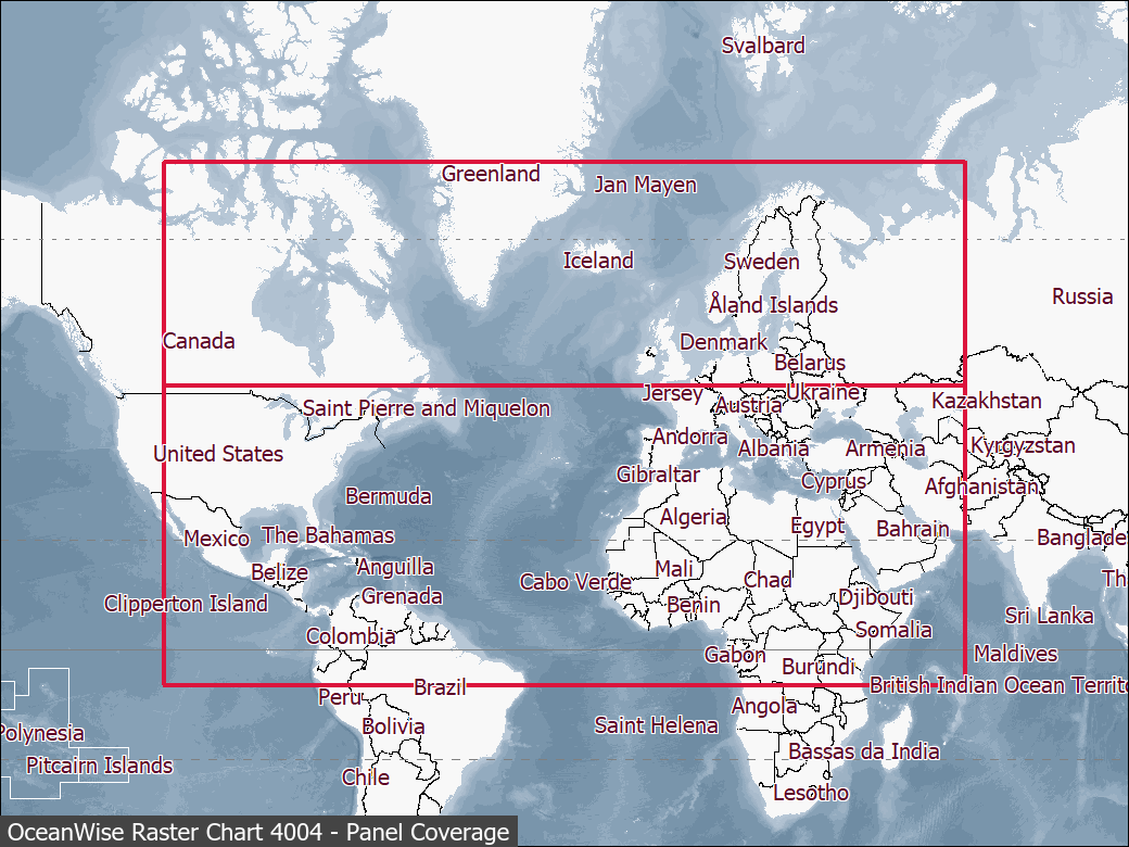 Panel coverage map for UKHO Raster Chart 4004