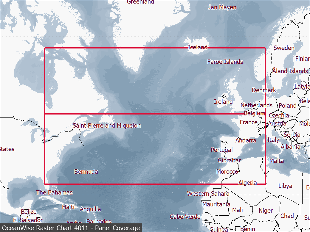 Panel coverage map for UKHO Raster Chart 4011