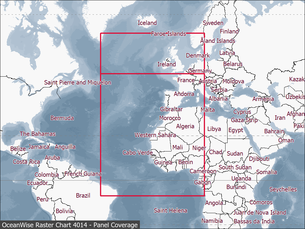 Panel coverage map for UKHO Raster Chart 4014