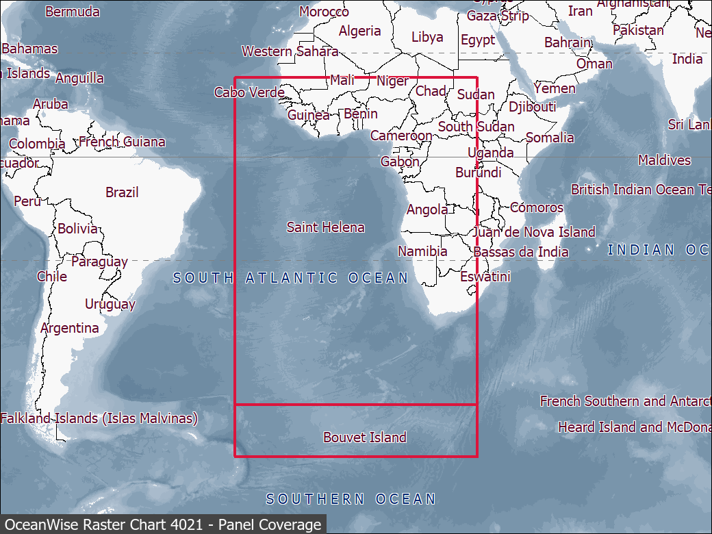 Panel coverage map for UKHO Raster Chart 4021