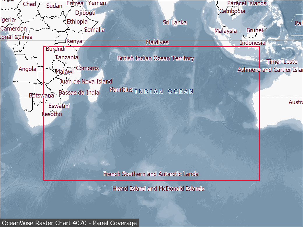 Panel coverage map for UKHO Raster Chart 4070