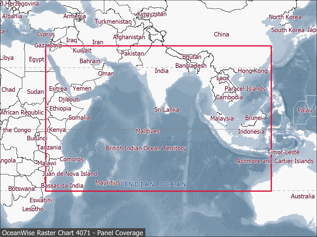 Panel coverage map for UKHO Raster Chart 4071