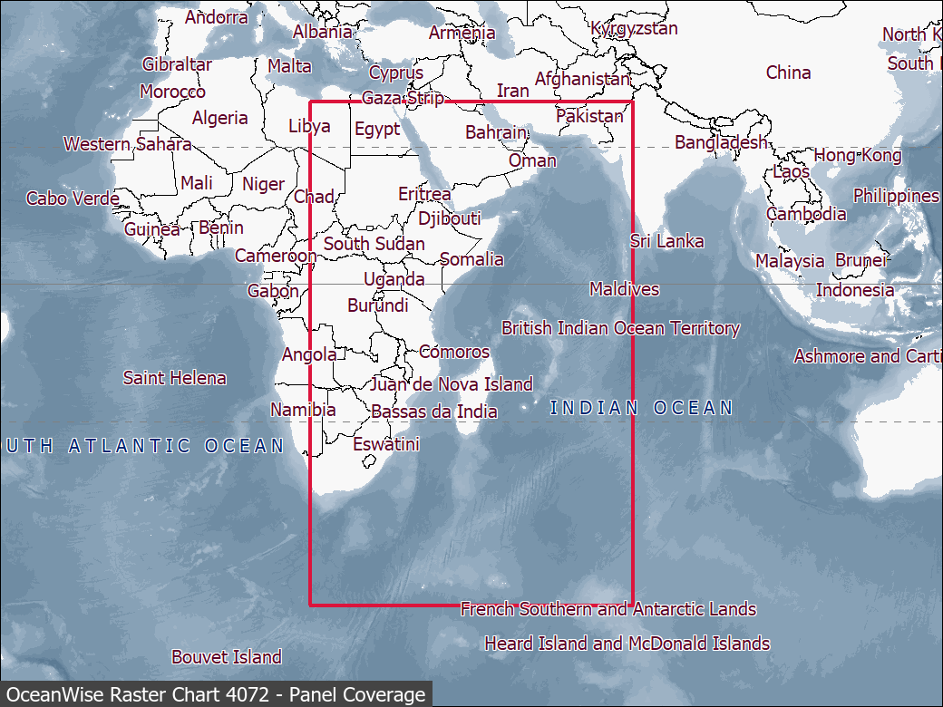 Panel coverage map for UKHO Raster Chart 4072