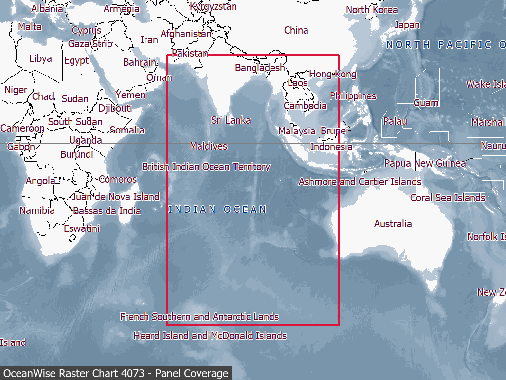 Panel coverage map for UKHO Raster Chart 4073