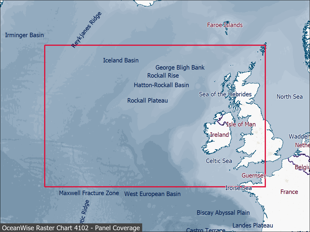 Panel coverage map for UKHO Raster Chart 4102