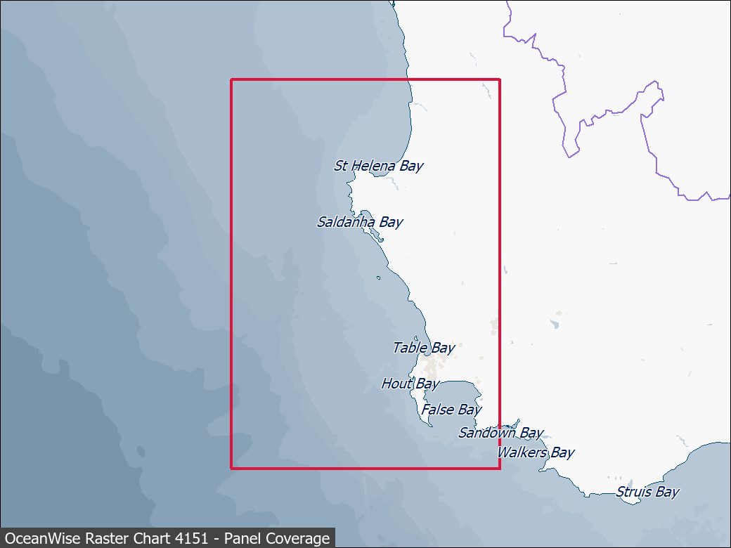 Panel coverage map for UKHO Raster Chart 4151