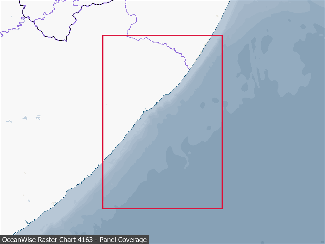 Panel coverage map for UKHO Raster Chart 4163