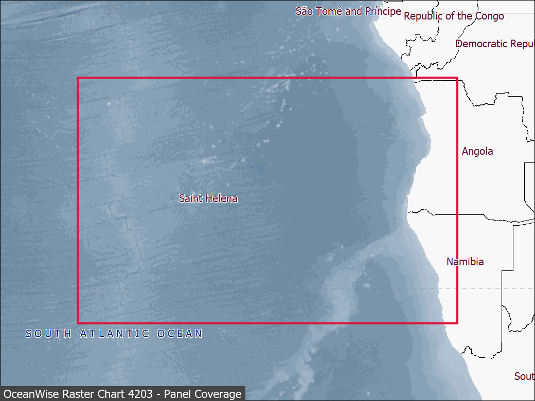 Panel coverage map for UKHO Raster Chart 4203