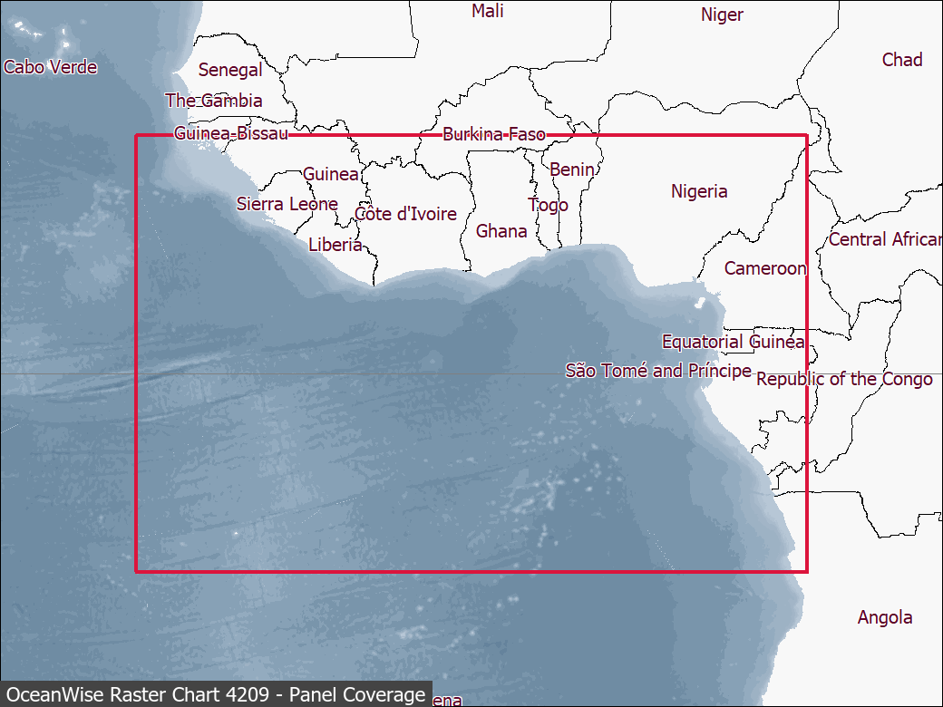 Panel coverage map for UKHO Raster Chart 4209