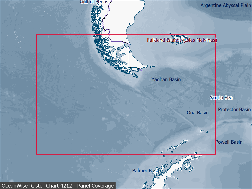 Panel coverage map for UKHO Raster Chart 4212