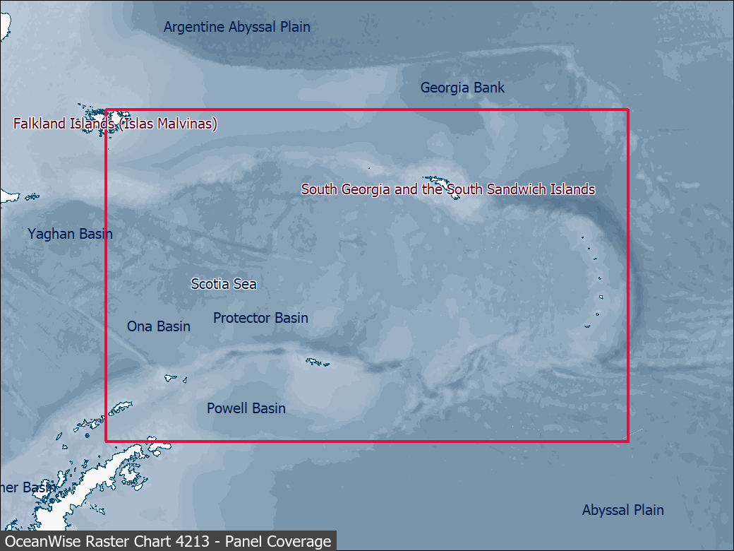 Panel coverage map for UKHO Raster Chart 4213