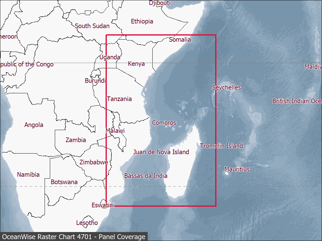 Panel coverage map for UKHO Raster Chart 4701