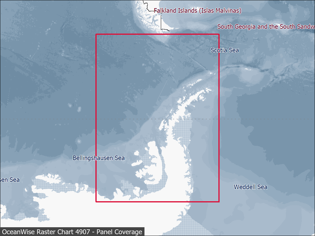 Panel coverage map for UKHO Raster Chart 4907